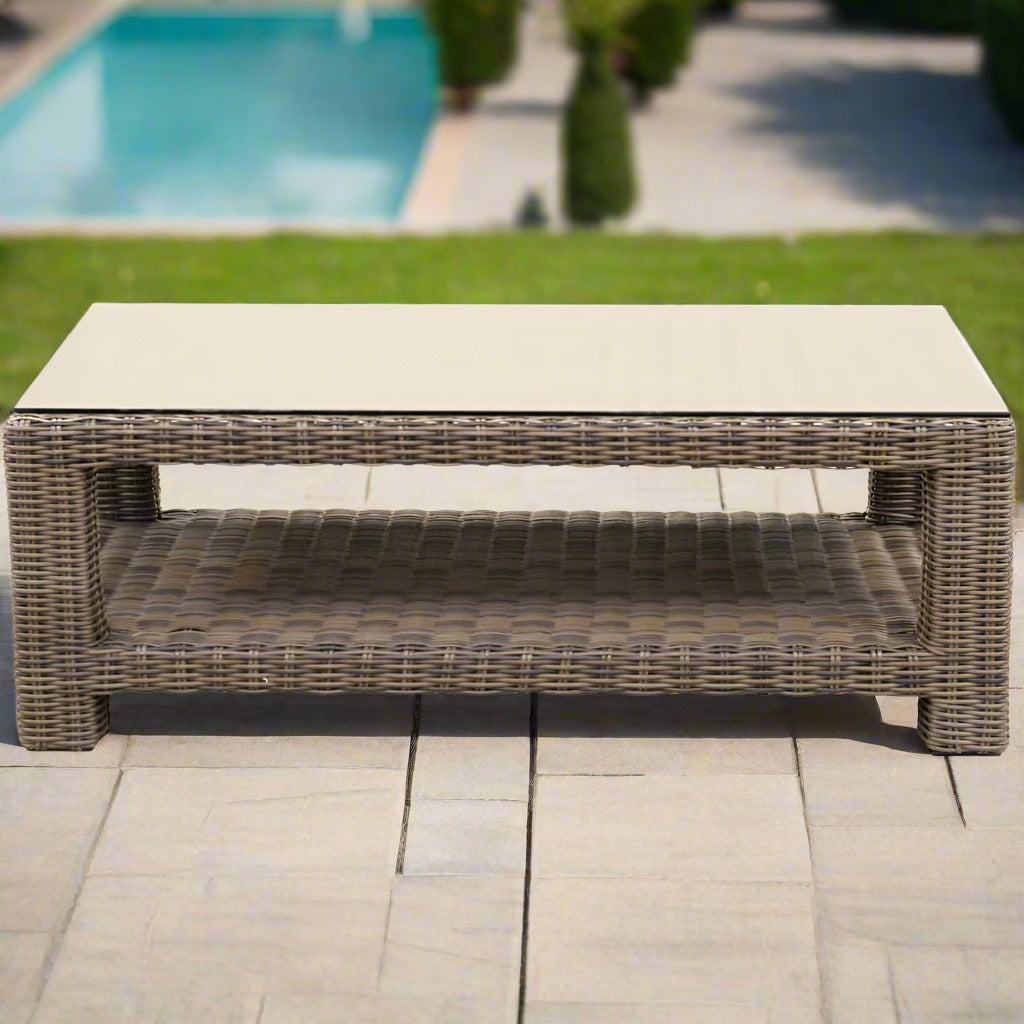 Forever Patio Cypress Rectangle Coffee Table With Bottom Shelf