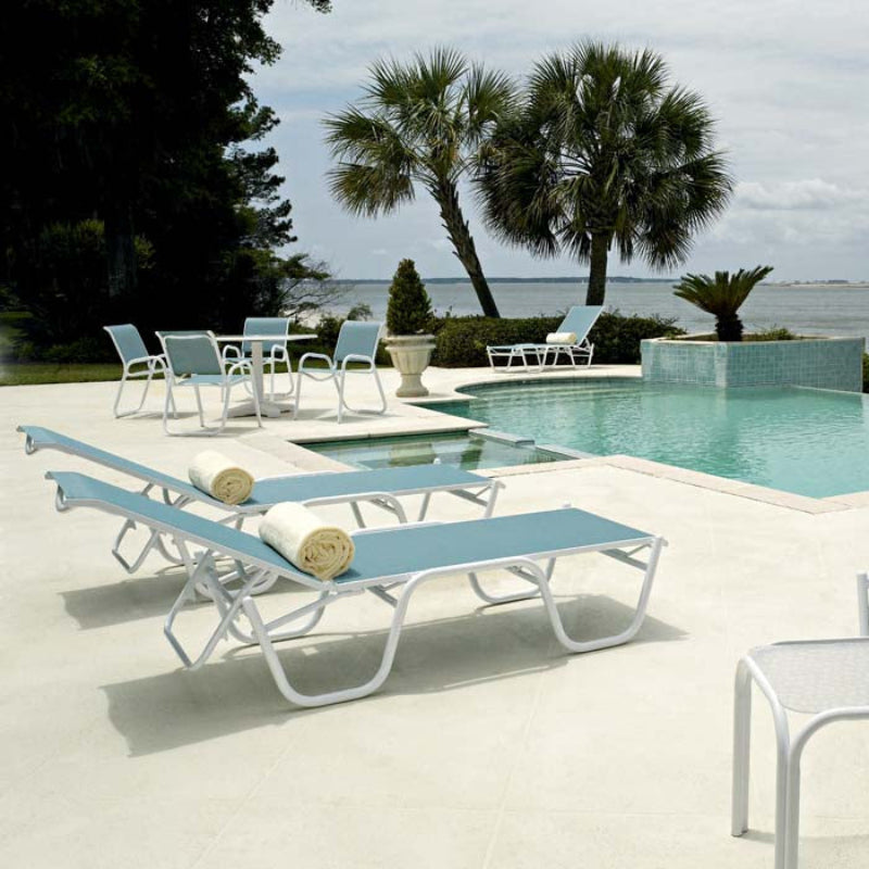 Telescope Casual Gardenella Sling Aluminum Outdoor 16" High Bed Stacking Armless Chaise