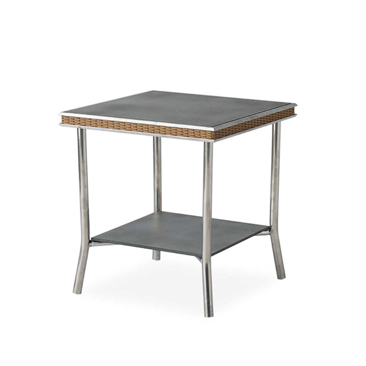 Lloyd Flanders Visions 20" Square End Table with Taupe Glass