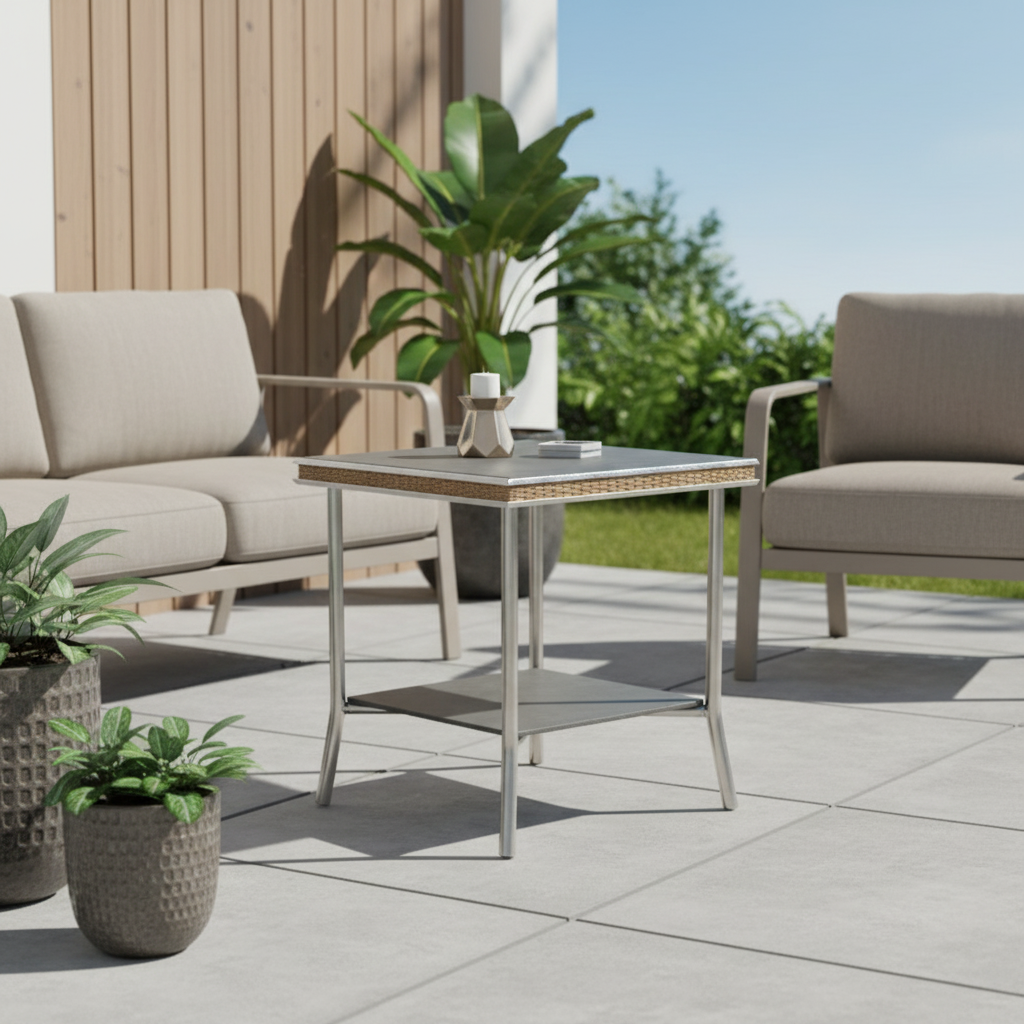 Lloyd Flanders Visions 20" Square End Table with Charcoal Glass