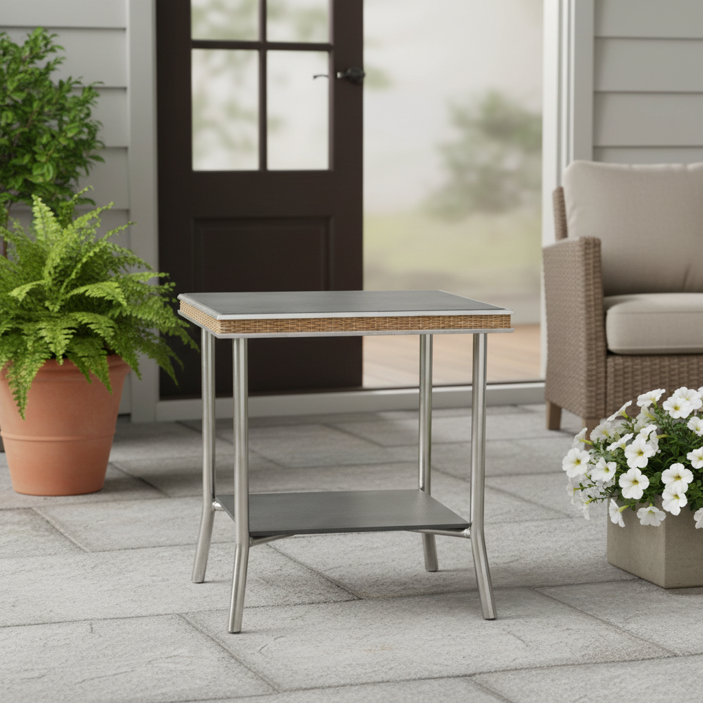 Lloyd Flanders Visions 20" Square End Table with Charcoal Glass