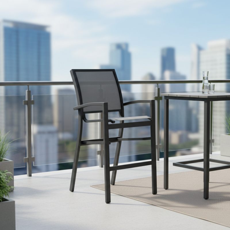 Telescope Casual Kendall Sling Aluminum Outdoor Stacking Balcony Height Café Chair
