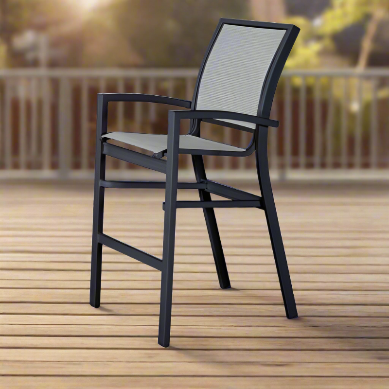Telescope Casual Kendall Sling Aluminum Outdoor Stacking Bar Height Café Chair