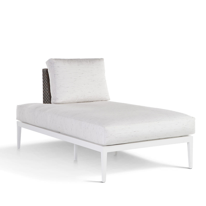 South Sea Rattan Stevie Wicker Chaise Lounge With Left Side Facing Wraparound Cushion