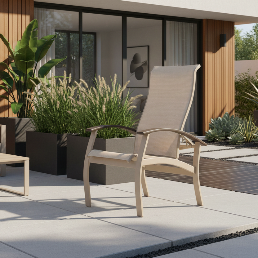 Telescope Casual Belle Isle Sling Aluminum Outdoor Multi-Position Dining Chair