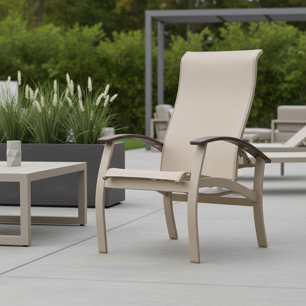 Telescope Casual Belle Isle Sling Aluminum Outdoor Multi-Position Dining Chair