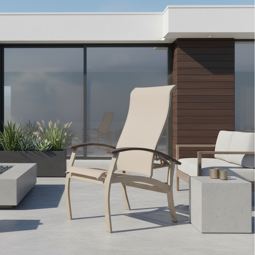 Telescope Casual Belle Isle Sling Aluminum Outdoor Multi-Position Dining Chair