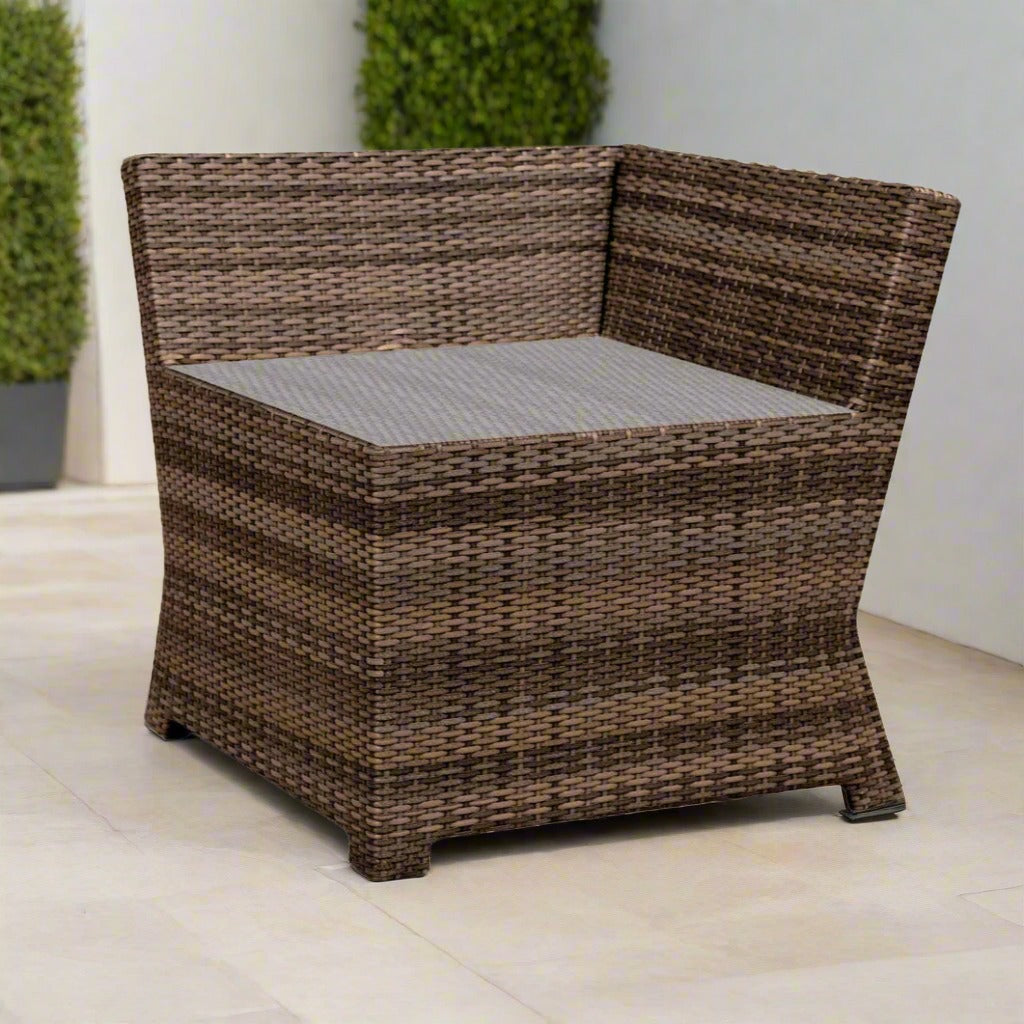 Forever Patio Brookside Wicker Corner End Table With Glass Top