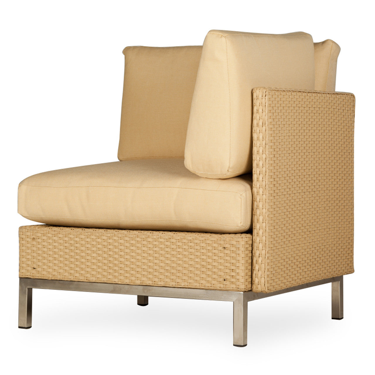 Lloyd Flanders Elements Wicker Corner Sectional Chair With Loom Arm and Back