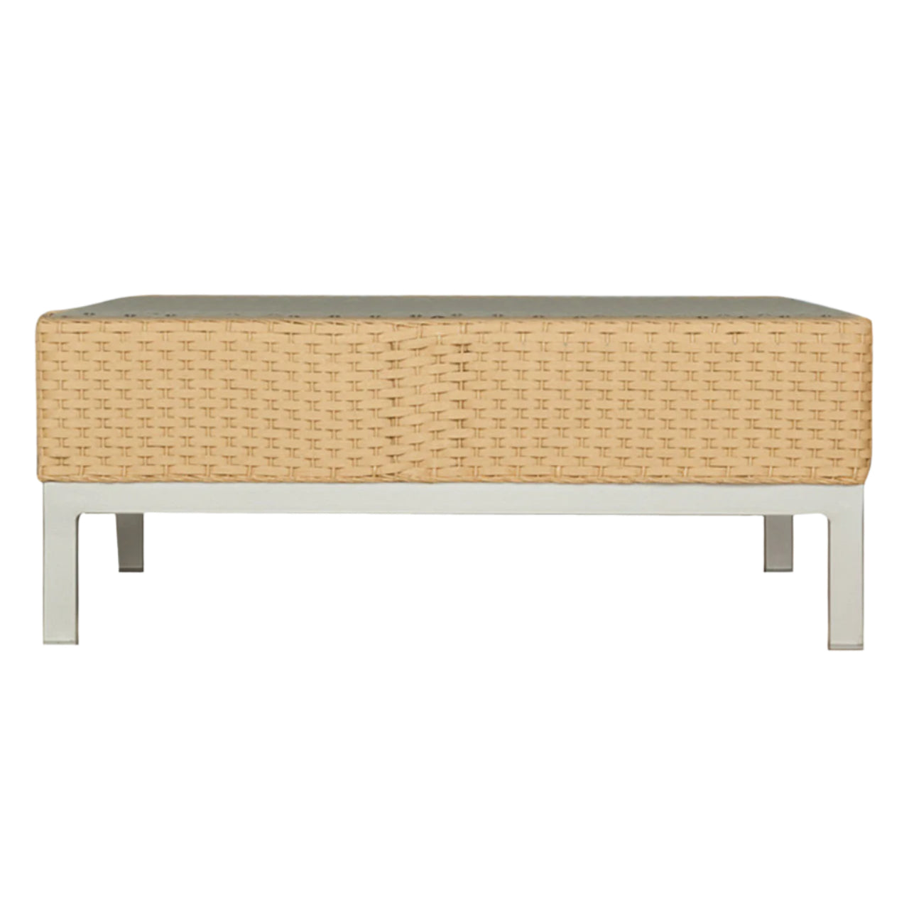 Lloyd Flanders Elements Wicker 30" Square End Table With Stainless Steel Base and Glass