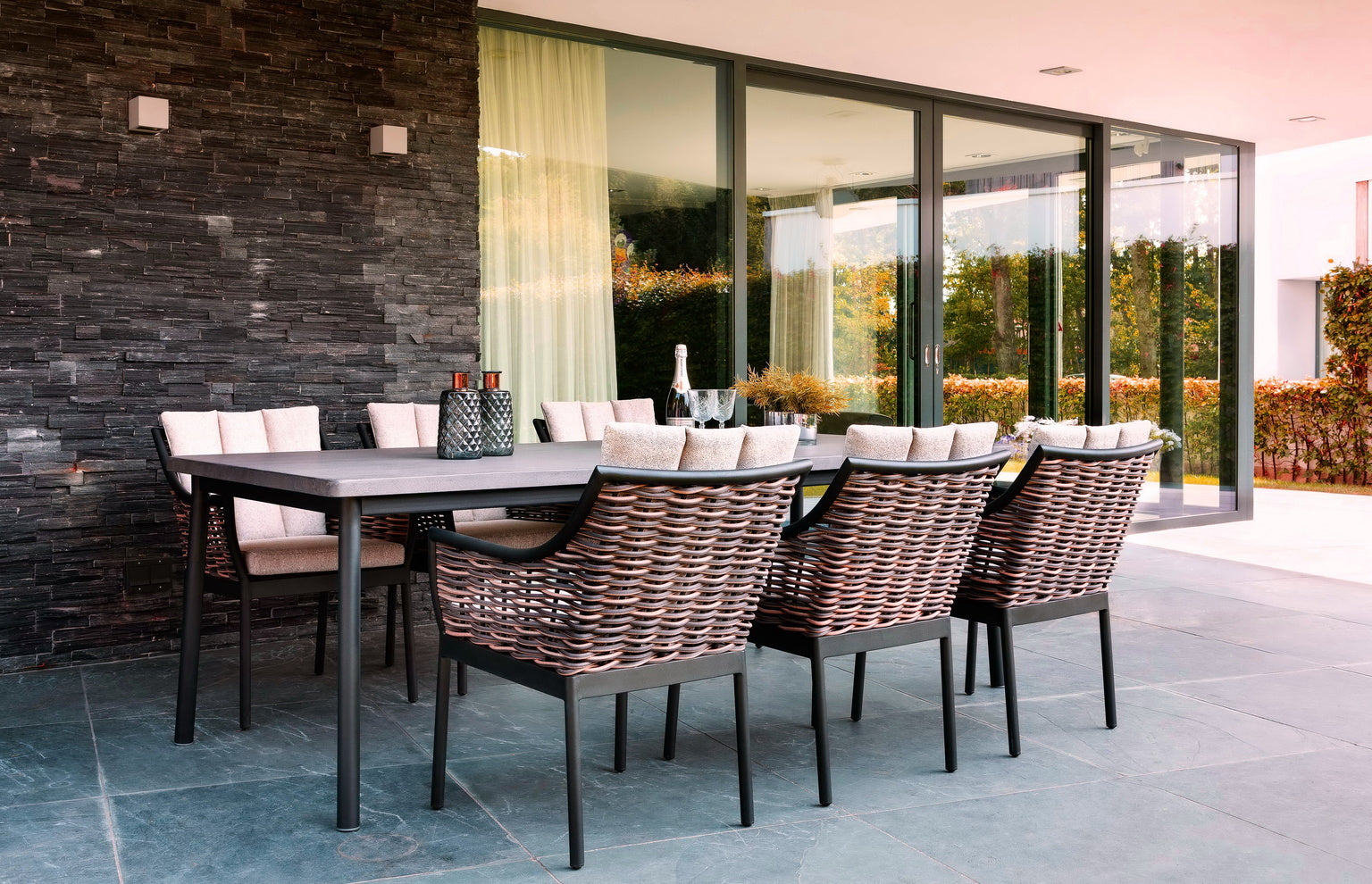 Alfresco Home Milou Wicker Dining Arm Chair With Cushions
