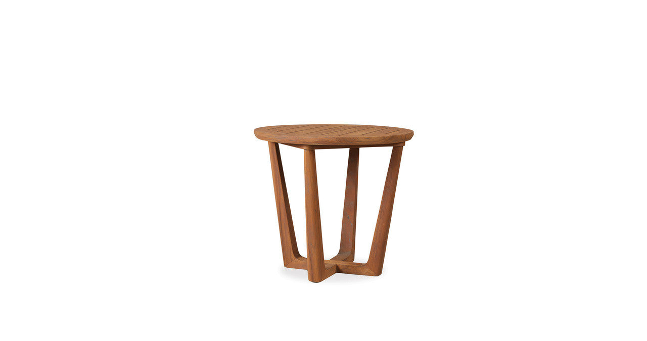 Lloyd Flanders Tobago  24" Round Teak End Table (Sled Base)