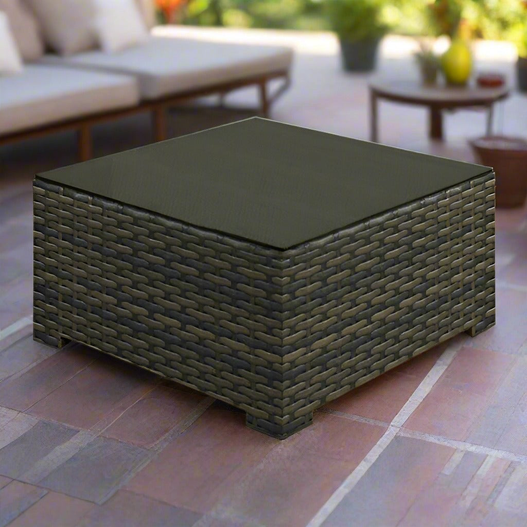 Forever Patio Brookside Wicker Square Coffee Table With Glass Top