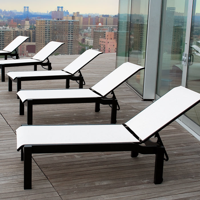 Telescope Casual Leeward MGP Sling Lay-Flat Stacking Armless Chaise w/ Wheels