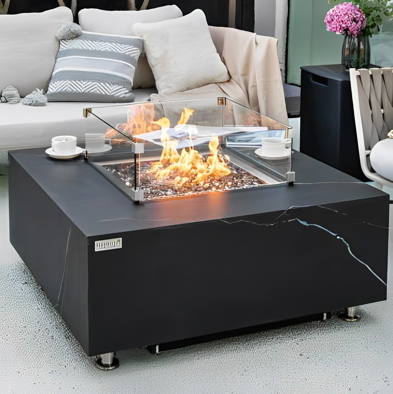 Elementi Plus Sofia Marble Porcelain Fire Table