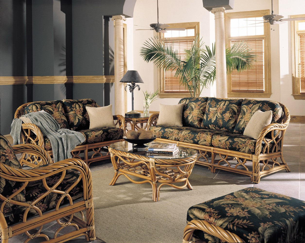 South Sea Rattan New Twist Indoor Ottoman