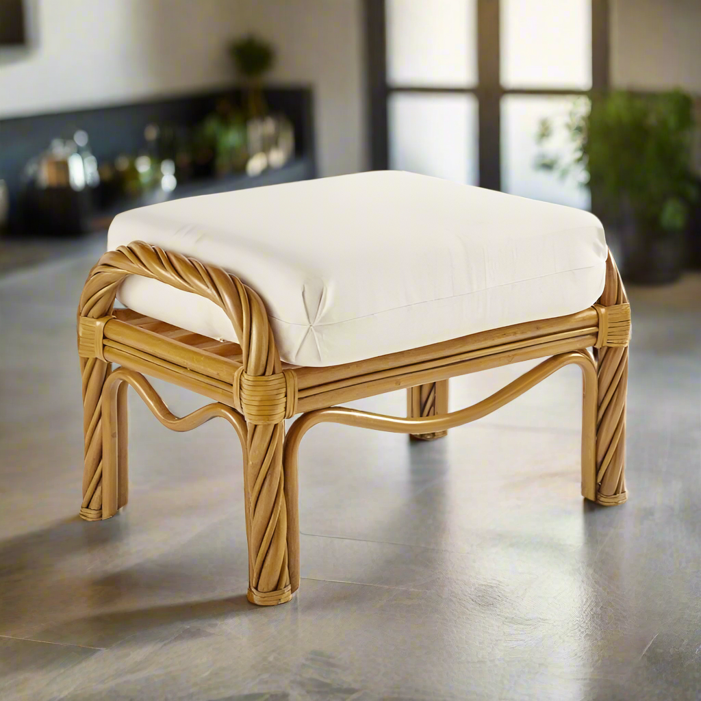 South Sea Rattan New Twist Indoor Ottoman