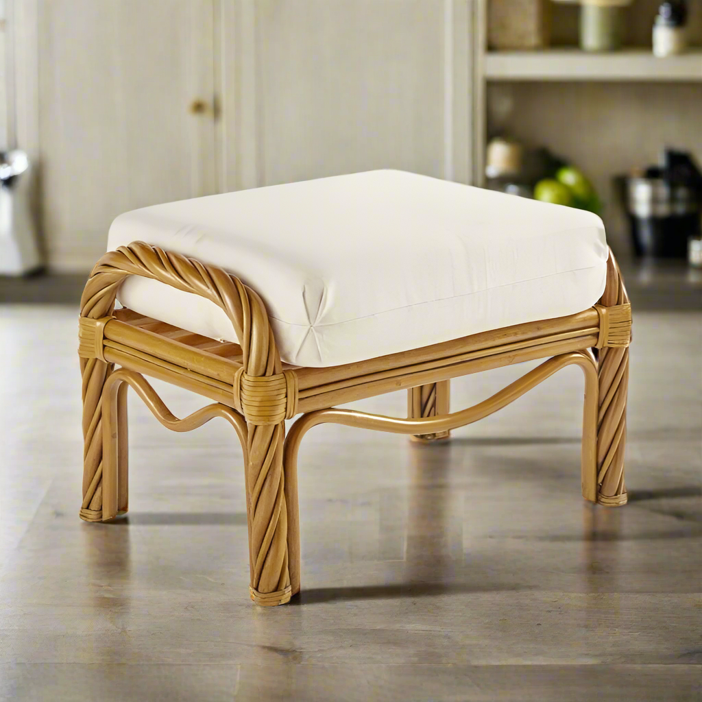 South Sea Rattan New Twist Indoor Ottoman