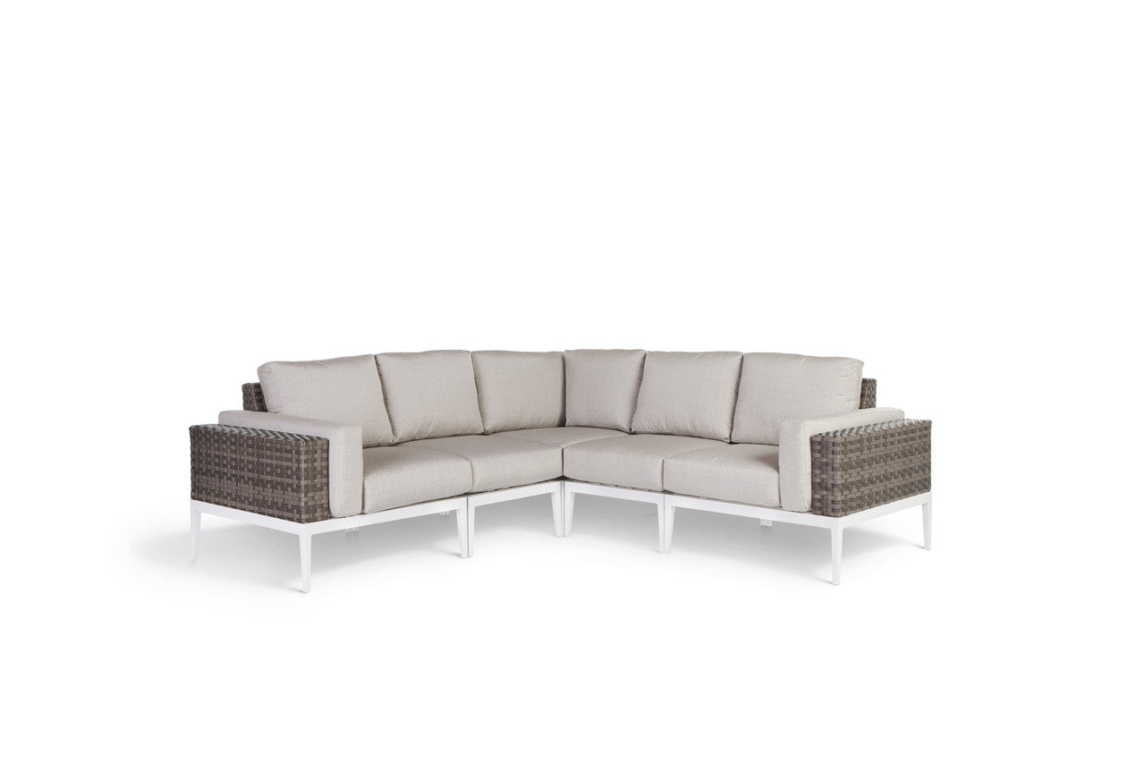South Sea Rattan Stevie 5-Piece Wicker Bolster Sectional Set