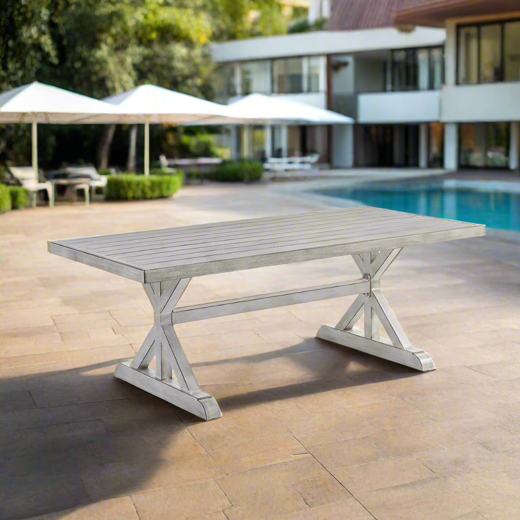 South Sea Rattan Dover Hand-Brushed Extruded Aluminum Outdoor Dining Table