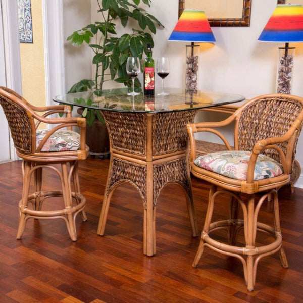 Alexander & Sheridan Key Largo Rattan Indoor 3 Piece Counter Height Table Set