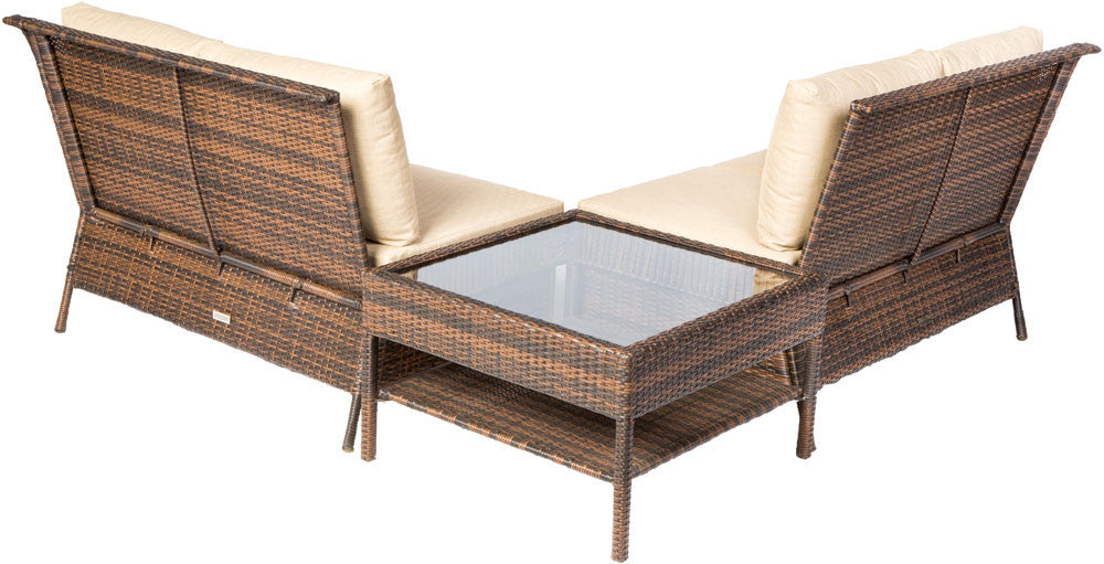 Alfresco Home Logan 5 Piece Deep Seating Wicker Sectional Conversation Set