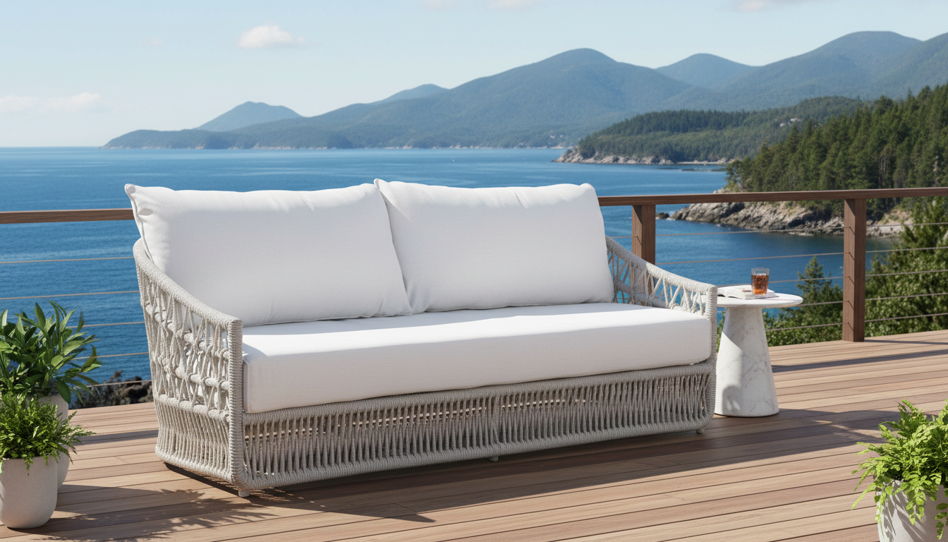 Sunset West Dana Rope Sofa with cushions (On Sale Fabric)