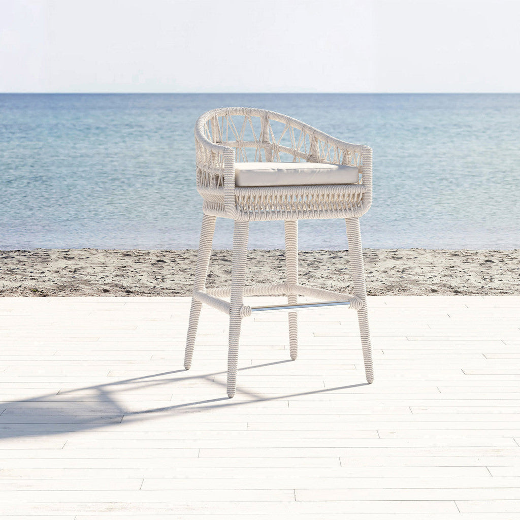 Sunset West Dana Rope Bar Stool with cushions