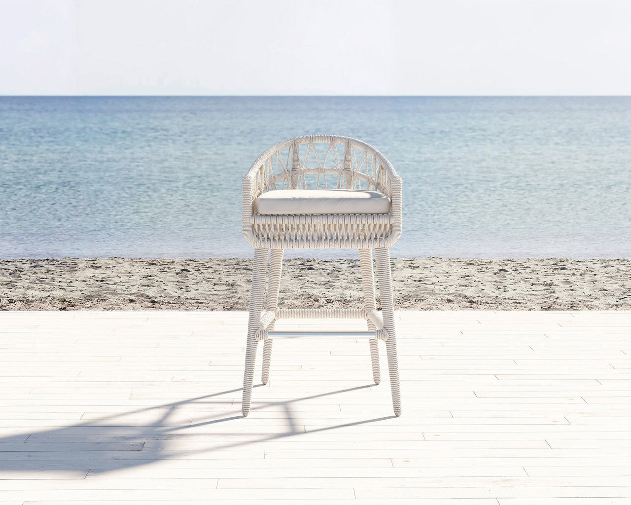 Sunset West Dana Rope Bar Stool with cushions