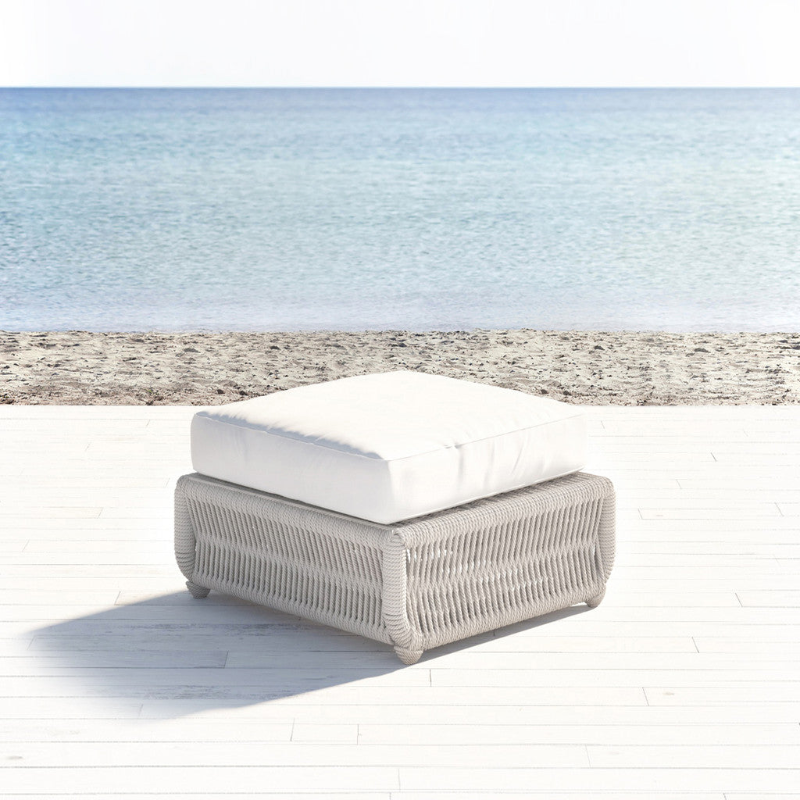 Sunset West Dana Rope Ottoman with cushions