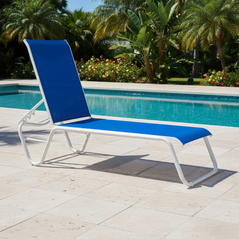 Telescope Casual Gardenella Sling Aluminum Outdoor Lay-Flat Stacking Armless Chaise