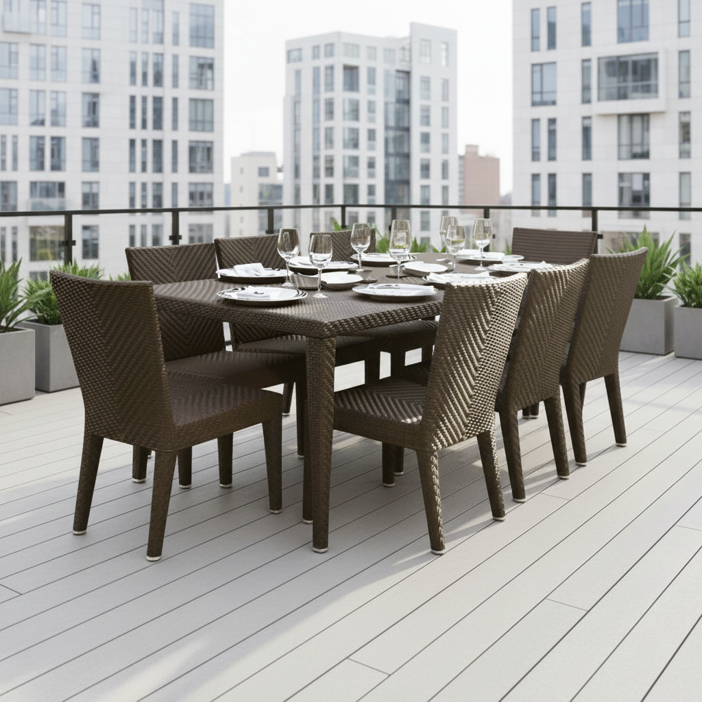 Hospitality Rattan Atlantis 9-Piece Rectangular Dining Side Chair