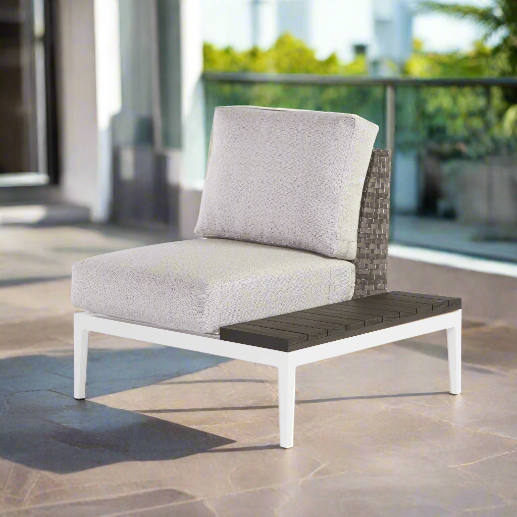 South Sea Rattan Stevie Wicker Lounge chair With Right Side Table