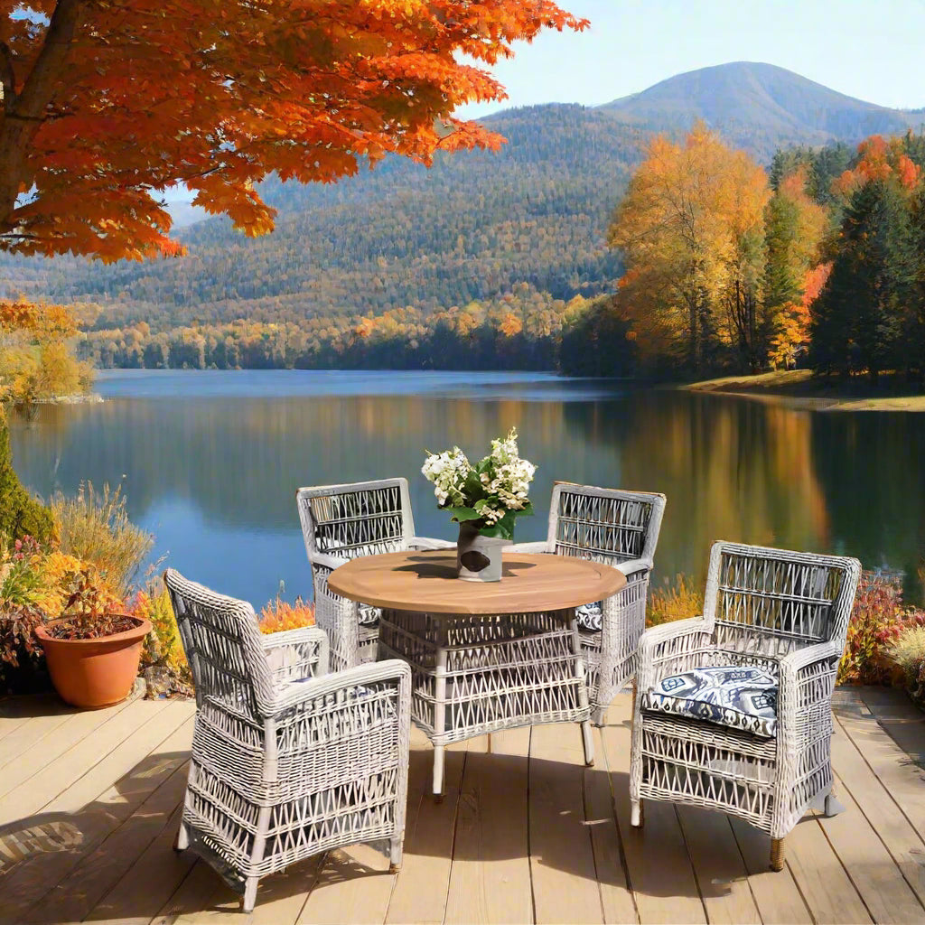 Lloyd Flanders Mackinac 5 Piece Woven Vinyl 5 Piece Round Dining Set