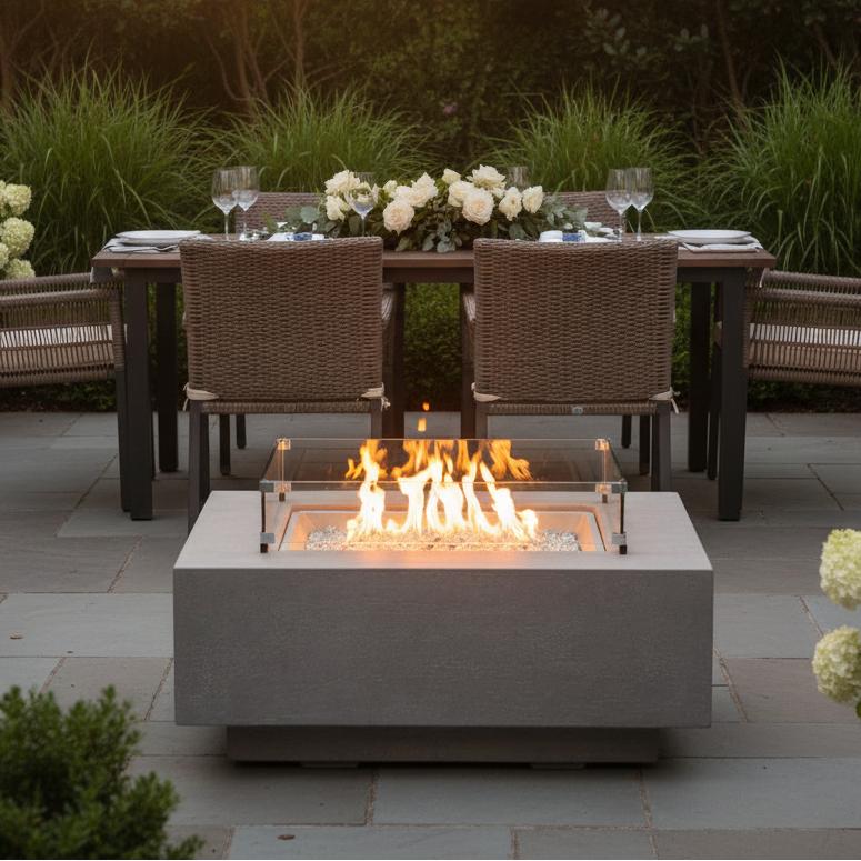 Sunset West Gravelstone Square Fire Table