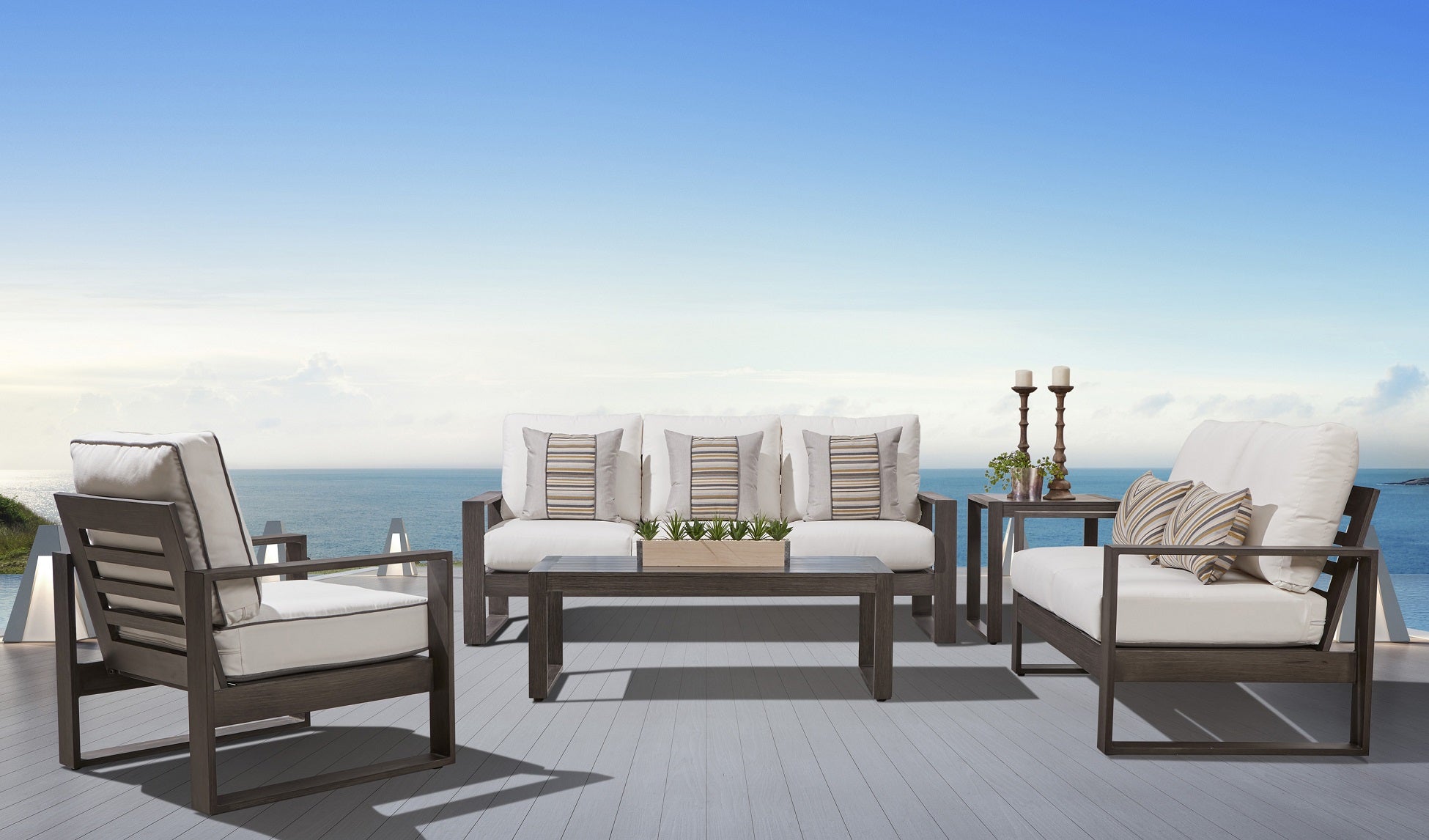 South Sea Rattan Ryan 5-Piece Deep Seating Aluminum Outdoor Living Set