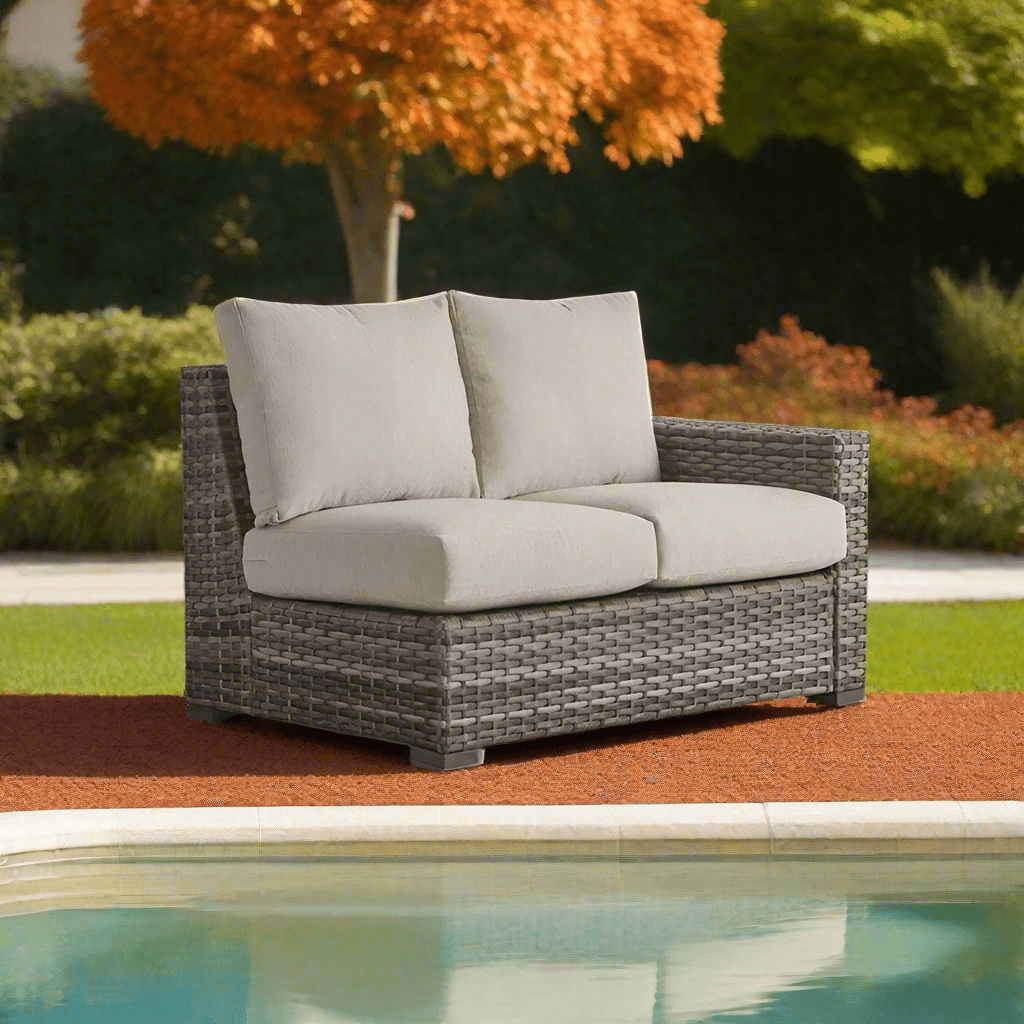 South Sea Rattan New Java Wicker Right Arm Facing Outdoor Loveseat