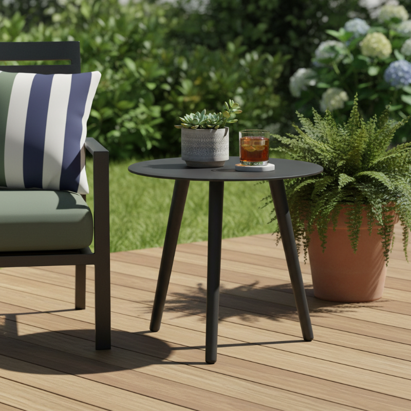 Lloyd Flanders Albany All-Aluminum Frame 17.7" Round Side Table