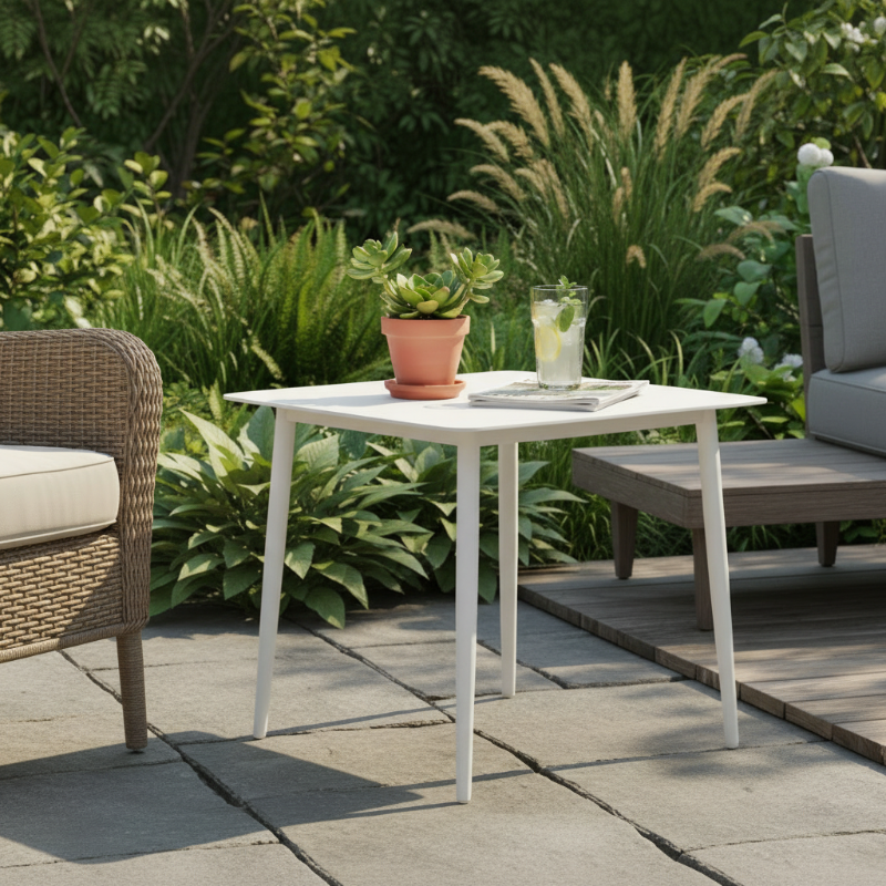 Lloyd Flanders Burano All-Aluminum Frame 23.5” Square End Table