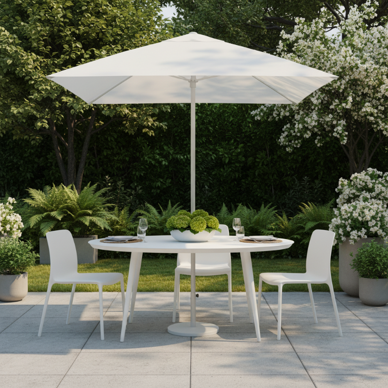 Lloyd Flanders Burano All-Aluminum Frame 59" Round Umbrella Table