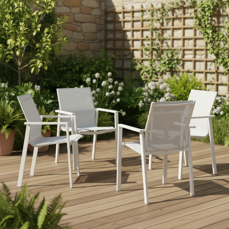 Lloyd Flanders Albany All-Aluminum Frame High Back Dining Chair (Set of 4)