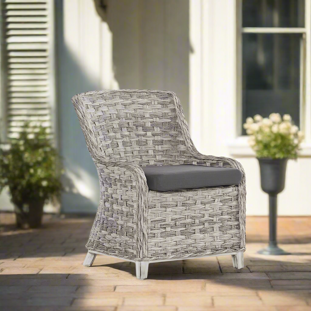 South Sea Rattan Grand Isle Resin Wicker Outdoor Dining Side Chair