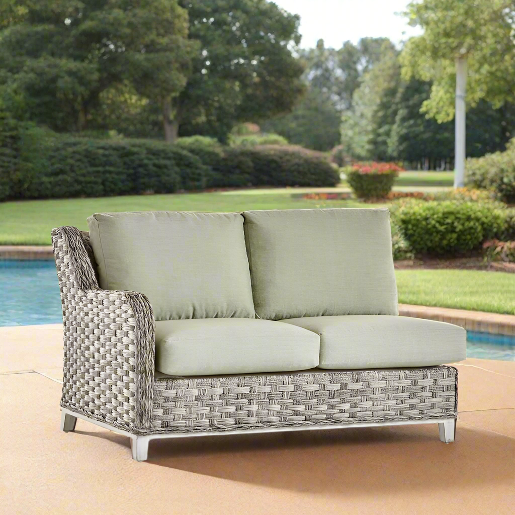 South Sea Rattan Grand Isle Resin Wicker Outdoor Left Arm Facing Loveseat