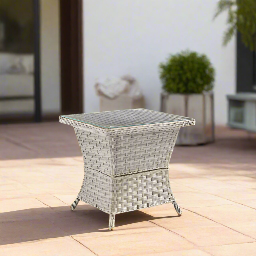 South Sea Rattan Mayfair End Table with Glass Top