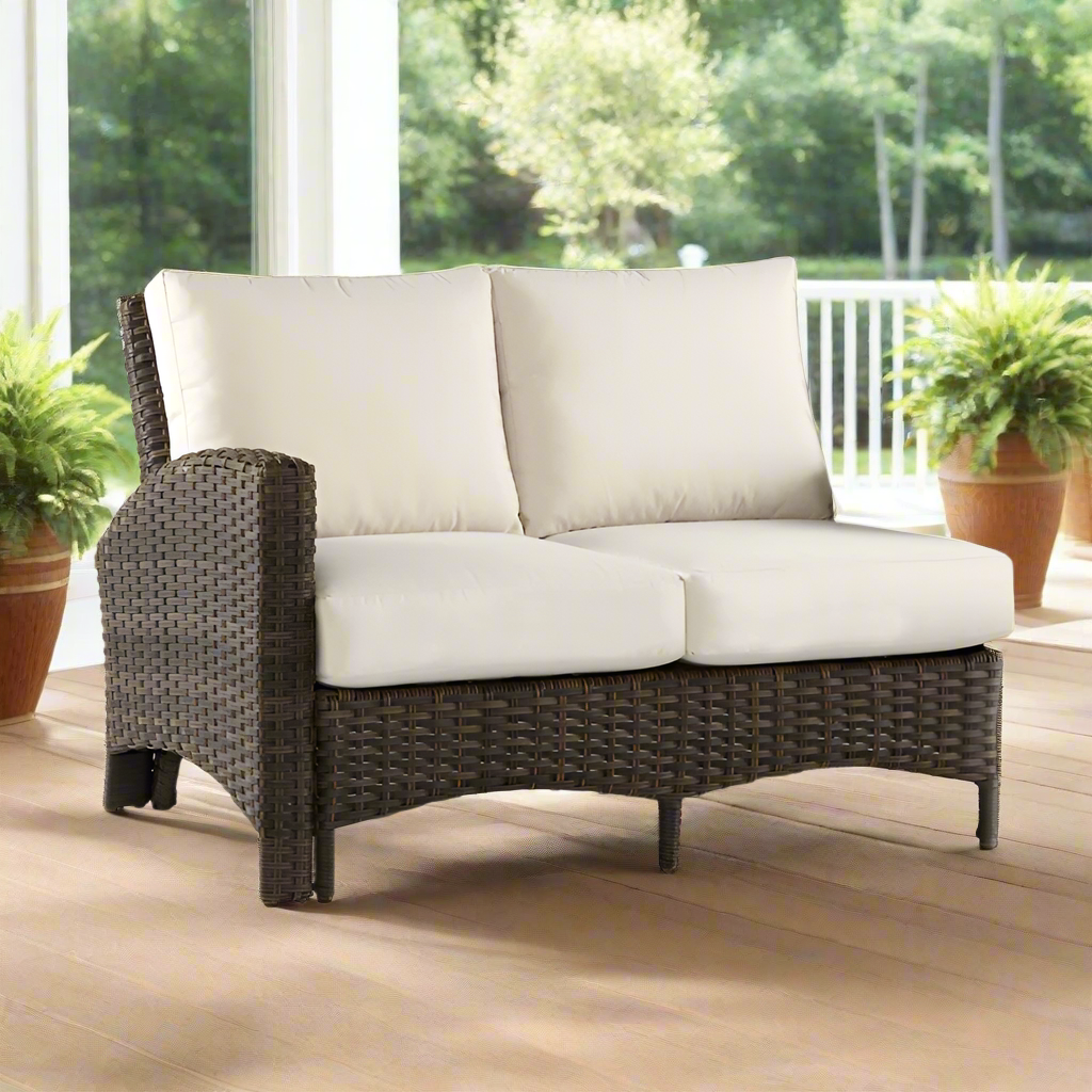 South Sea Rattan Panama Wicker Left Arm Facing Loveseat