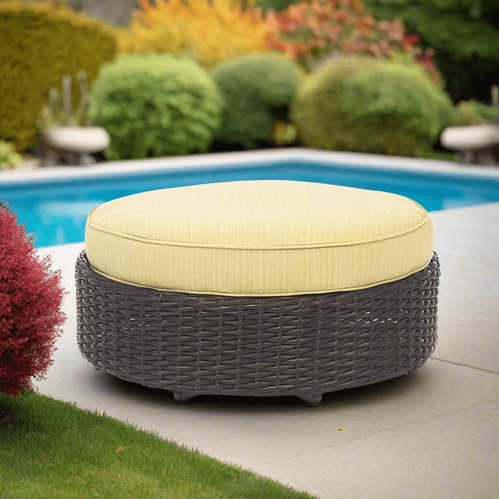 South Sea Rattan Saint Tropez Outdoor Round Wicker Ottoman