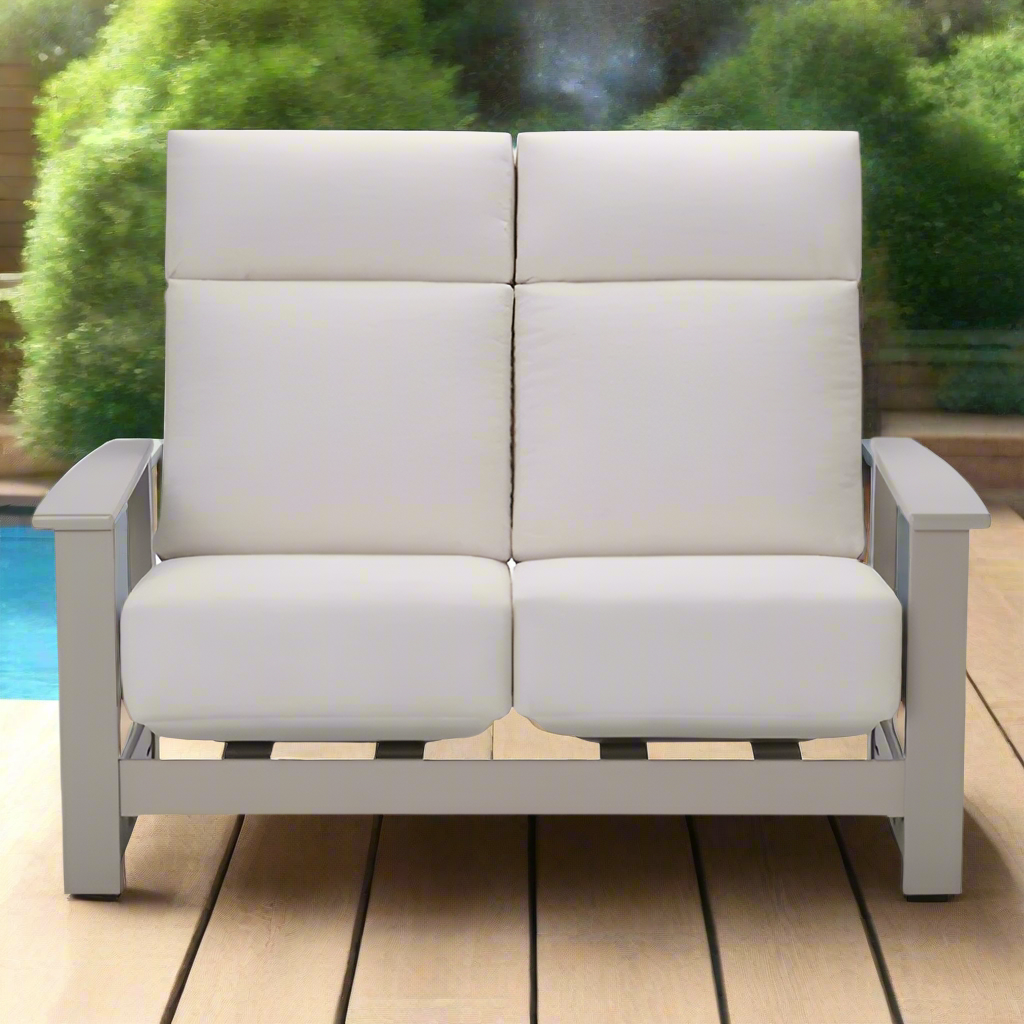 Telescope Casual Leeward MGP Cushion Outdoor Supreme Hidden Motion Loveseat with MGP Arms