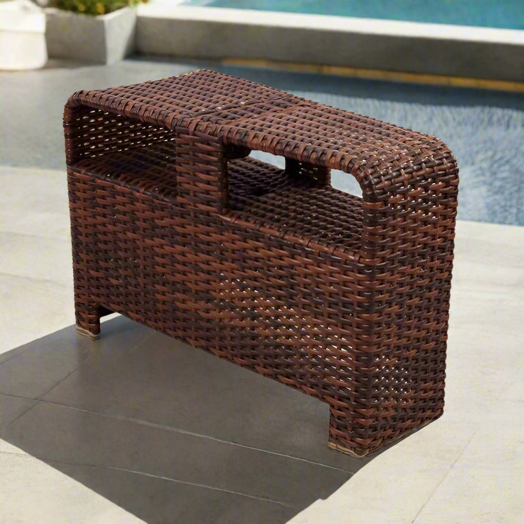 South Sea Rattan Saint Tropez Outdoor Wicker Sectional Wedge Table