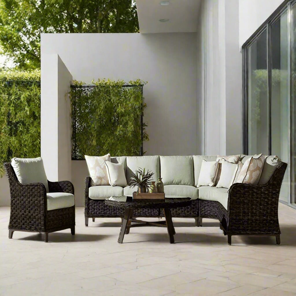 South Sea Rattan Grand Isle Resin Wicker 6 Piece Outdoor Sectional Patio Set