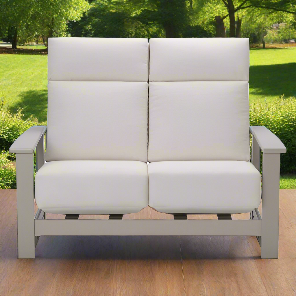 Telescope Casual Leeward MGP Cushion Outdoor Supreme Hidden Motion Loveseat with MGP Arms